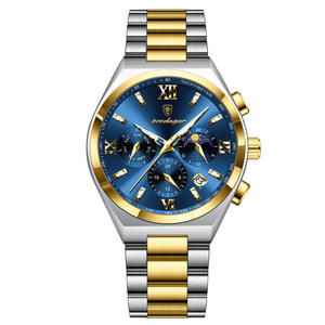 Montre à quartz multifonction chronographe calendrier semaine POEDAGAR 688 pour homme, en acier inoxydable, étanche - Product Image 2
