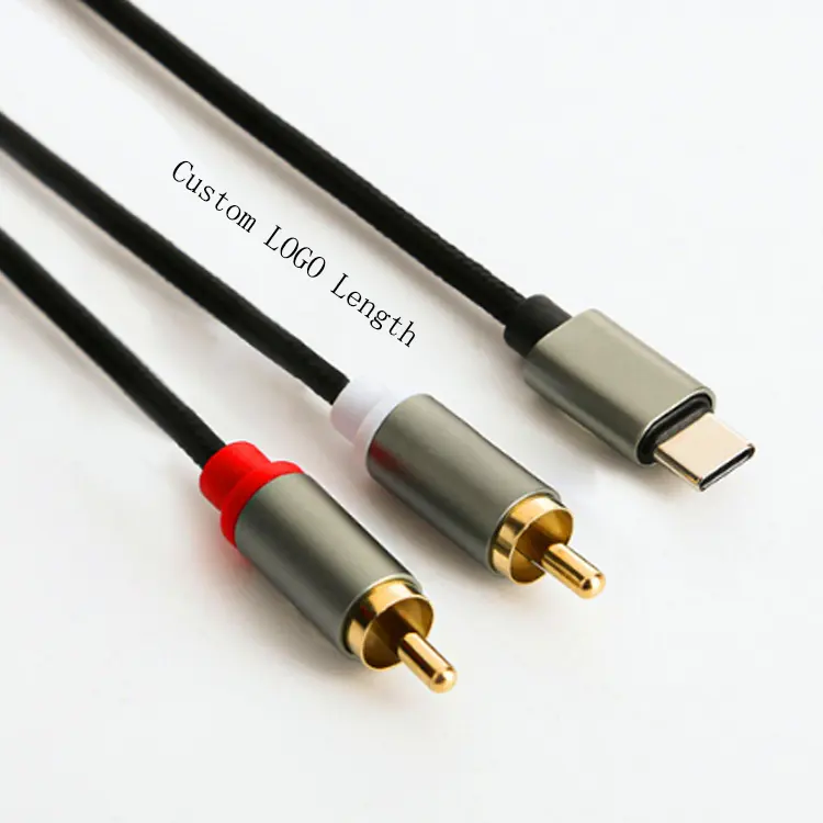 for Mobile Phone Speaker, Home Theater, HDTV USB Type C 3.5mm to 2 RCA Jack Cable