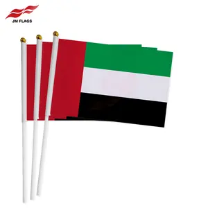 Wholesale UAE Hand Held Flags Hand Flag Decoration Polyester The United Arab Emirates UAE Stick Flags