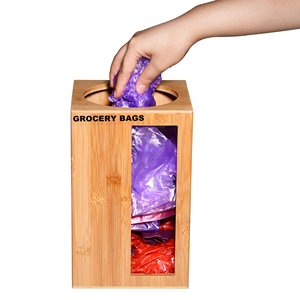 Bamboo Garbage <b>Bag</b> Holder Wall Mounted Double Easy Access Opening for Home Kitchen Cabinet Organization - Product Image 1