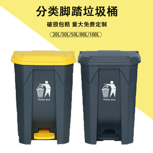 Pedal Trash Can 20L 30L 50L 80L 100L <b>Square</b> Indoor Outdoor Kitchen Household Waste <b>Bin</b> With Lid - Product Image 1