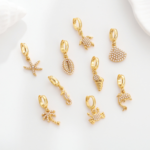 Chinten thép không gỉ mạ vàng không thấm nước tự làm Clasp quyến rũ giả ngọc trai rùa, sao biển dừa cây Vòng đeo tay quyến rũ - Product Image 1