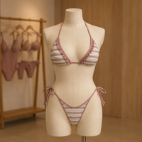 Traje de Baño OEM de Alta Calidad, Diseño Personalizado Repreve, Bikini Triangular con Volantes y Tiras Ajustables para Mujer