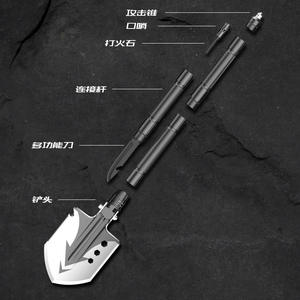 Outdoor Multifunctional Folding <b>Shovel</b> 13.5in Manganese Steel Aluminum Alloy D-Grip Handle Camping Survival Tool - Product Image 1