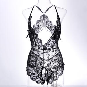 Vendita calda di un pezzo Sexy Lingerie di raso per le donne dall'aspetto maturo seducente tessuto in Nylon trasparente pizzo senza biancheria intima - Product Image 5