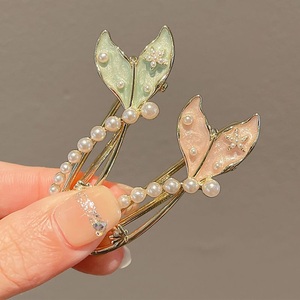 Sweet Girls Pearl <span class=keywords><strong>Said</strong></span> Hairpin Drip Oil Fishtail Hairclip Alliage Ponytail Hair Clips Duckbill Hairgrip - Product Image 4