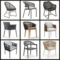 Ensemble de mobilier d'extérieur moderne et simple en aluminium, trois pièces, chaise, table de loisirs pour cour, jardin, hôtel, terrasse - Imperméable