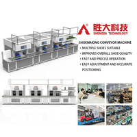 Ligne d'assemblage de semelles et de tiges de chaussures de sport pour la fabrication en usine, avec convoyeur double couche et cimentage NIR