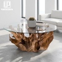 Ensemble de table basse en bois de teck massif sur mesure, design rustique et durable, pour salon intérieur