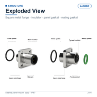 Konektor Panel Mount Tahan Air M12 Male + Female Flange Socket 3 4 5 6 8 12 17 Pin Kode a IP67 Receptacle untuk Sensor Aktuator