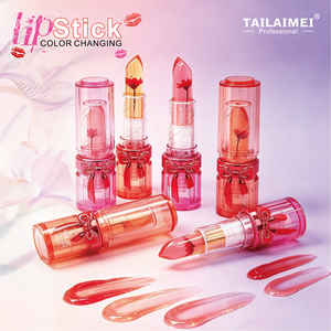 24 pièces de baumes à lèvres et rouges à lèvres changeants de couleur, en tube transparent avec emballage nœud mignon et fleurs séchées, cosmétiques quotidiens pour les lèvres, vente en gros - Product Image 1