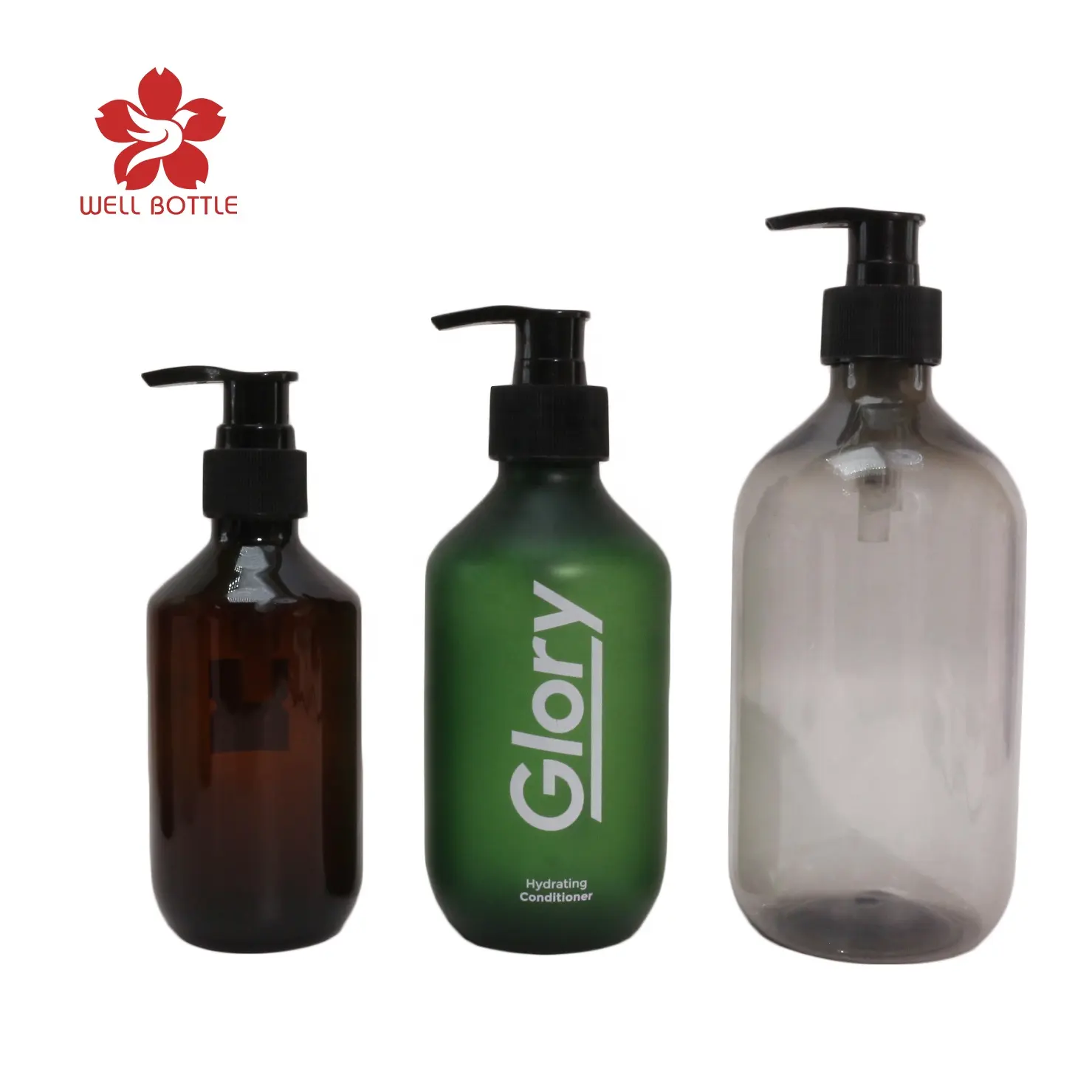 30ml 50ml 60ml 100ml 250ml 300ml 500ml 1000ml pompe de pulvérisation personnalisée en plastique ambré transparent pour animaux de compagnie bouteille de shampooing cosmétique PB-2B