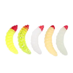LUSHAZER, 100 Uds., 30mm, larvas perfumadas, Señuelos de Pesca de plástico, gusano suave, cebo de gusano brillante <span class=keywords><strong>para</strong></span> salmón, pesca de Río - Product Image 5