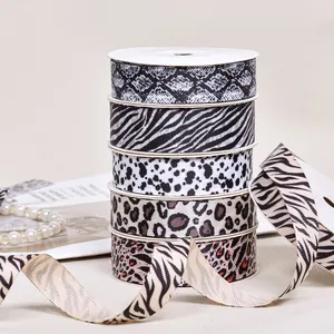 Yohpack Leopard Print Webbing Belt Moda DIY Bow Ribbon Hair Clip Acessórios para vestuário Gift Box Ribbon
