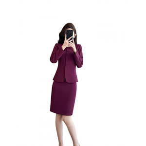 Women's White Suit Set Slim Fit Midi Skirt Office Lady Professional Two Piece Spring Autumn Anti Wrinkle Worsted Fabric - Product Image 5