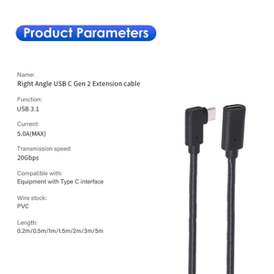 Lung Kay USB 3.2 Gen 2 Type-C Nam Nữ Cáp Mở Rộng 20Gbps Truyền Dữ Liệu 5A Nhanh Chóng Sạc 100W Mở Rộng Dây Cho Máy Tính - Product Image 2