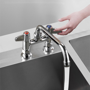 Robinet contemporain en laiton à double poignée, cartouche céramique, 2 trous, montage sur comptoir, mitigeur cuisine/salle de bain, rotation à 360 degrés, pour hôtels - Product Image 3