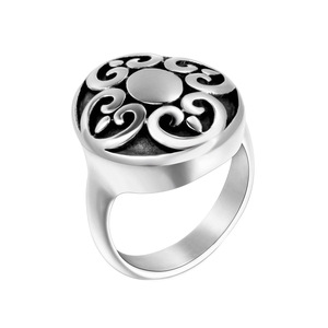 European Punk Style <b>Titanium</b> Steel <b>Ring</b> Silver Gray Cross Pattern Men's Fashion Jewelry Gift - Product Image 5