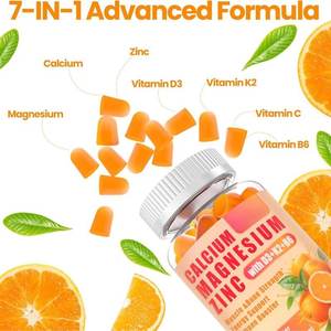 Gommes <span class=keywords><strong>Calcium</strong></span> Magnésium Zinc D3 B6 K2 1000mg Gommes <span class=keywords><strong>Calcium</strong></span> Magnésium Soutien Énergie Immunitaire pour Adultes et Adolescents - Product Image 2