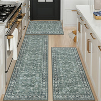 Ensemble de trois tapis d'entrée antidérapants, résistants à la saleté, en boucle de soie, tapis de porte en caoutchouc avec caractéristiques pour le sol domestique à la porte