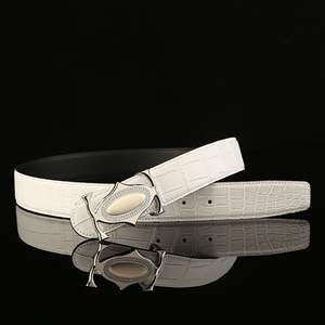 Ceinture de luxe pour homme en cuir véritable de crocodile avec boucle en acier, sangle de taille en peau de crocodile, ceinture habillée classique haut de gamme pour affaires - Product Image 2