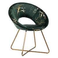 Luxuriöser Neuer Design-Sessel mit Goldenem Metallrahmen für Wohnzimmer, Samt-Akzentstuhl mit Mittlerer Rückenlehne