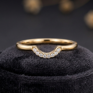 Anillo de Boda Curvo en Forma de U con Diamante Cultivado en Laboratorio de Lujo para Compromiso o Aniversario, Oro de 10K/14K/18K, Plata de Ley, Chapado en Rodio - Product Image 1