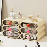 Meilleure vente Boîte de rangement cosmétique de luxe à 3 couches Tiroir multifonctionnel Conception Anti-poussière Commode pour chambre Boîte de rangement pour soins de la peau
