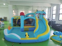 Château gonflable pour enfants à usage domestique, design animal, bleu, pour intérieur et extérieur