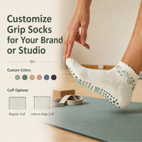 Chaussettes de yoga et de pilates pour femmes avec logo jacquard personnalisé, chaussettes de sport en coton antidérapantes, service OEM tendance