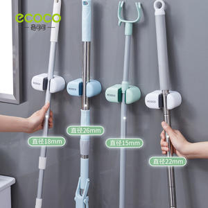 Ecoco Mop Hook Rack - Soporte de pared de plástico para almacenamiento con clips para el hogar, color azul y verde nórdico E2201 - Product Image 5