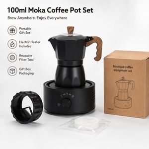Cafetera Eléctrica Portátil Moka con Base de Calentamiento Automático, 100 ml, Negra Mate, para Oficina y Hogar - Product Image 2