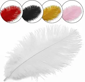 Plumas de avestruz blancas de 15-75cm al por mayor, ciruelas para fiesta, boda, Carnaval, Festival, decoración de plumas, manualidades artesanales de avestruz