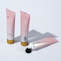 Tubes cosmétiques en plastique rose et argenté dégradé personnalisables de 100 ml et 150 ml avec bouchon à vis doré et étiquetage pour masque capillaire et lotion corporelle