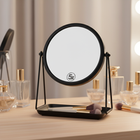 Miroir de maquillage de bureau en métal, petit miroir de maquillage miniature pour table, miroir rond personnalisé avec support