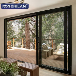 Puertas Corredizas de Vidrio Templado Doble de Diseño Moderno y Eficiencia Energética Rogenilan, Puerta Corrediza de Aluminio Negro - Product Image 1