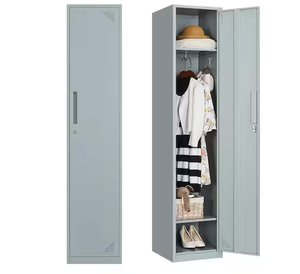 2-Tier kim loại Locker cửa duy nhất màu xám lưu trữ Kệ Locker cho nhân viên công nhân - Product Image 2
