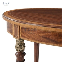 Table basse d'angle ronde en bois massif classique pour salon