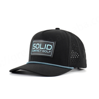 Golfpet met custom logo, dobby dot oxford rubber patch, waterdicht, ademend polyester nylon, gebogen klep, verstelbare sportcap