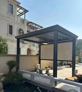 Отдельностоящая современная беседка из алюминиевого сплава с водонепроницаемой крышей из закаленного стекла с двойным остеклением, экологичная, для двора, на все времена года - Product Image 5