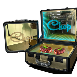 Boîte de transport lumineuse en acrylique miroir de 5 mm d'épaisseur avec logo personnalisé, revêtement poudré, pour viande de bœuf, présentoir LED pour steak - Product Image 3