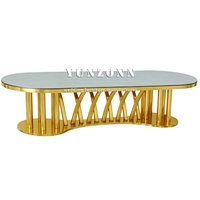 Tables de banquet ovales de luxe modernes en acier inoxydable doré pour mariages, fêtes et hôtels