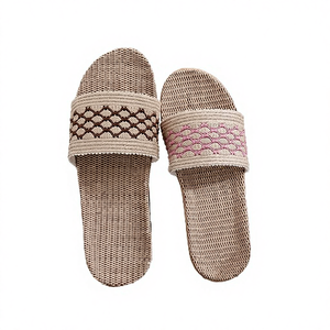 Sandales ouvertes en lin pour hôtel, style été, douces, confortables, antidérapantes, semelle extérieure en EVA écologique, semelle intérieure en coton - Product Image 4