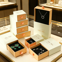 Ensemble de boîtes cadeaux pour bijoux de style tiroir, ensemble de boîtes cadeaux en papier doublées de velours de luxe pour collier et boucles d'oreilles