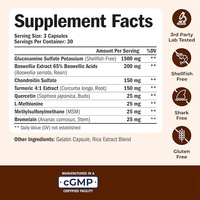 Complément alimentaire à base de plantes pour le soutien des articulations, glucosamine, chondroïtine, curcuma, quercétine en capsules, santé osseuse améliorée