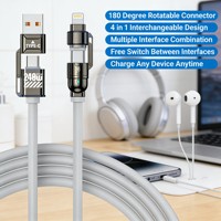 Câble de charge rapide multifonction 4-en-1 240W USB USB-C Type C 480 Mbps Transfert de données iPhone Android Ordinateur portable 27W Blindage en aluminium