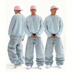 Jersey de punto lavado con piedra antiarrugas y cuello redondo Vintage unisex, Jersey de algodón cálido con logotipo personalizado en la parte delantera, ajuste holgado - Product Image 4