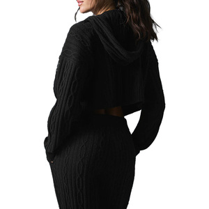 <span class=keywords><strong>Pull</strong></span> en cachemire mélangé à tricot torsadé uni pour femme, sur mesure en gros, doux, décontracté, à capuche, surdimensionné, de haute qualité - Product Image 4