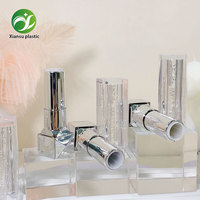 Tube de Rouge à Lèvres Vide en Plastique Transparent Argenté, Forme Brique, Nouveau Design Unique, Vente en Gros, Cosmétique de Luxe pour Baume à Lèvres