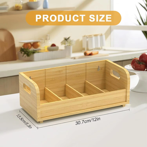 Modern Bamboo <b>Tea</b> <b>Bag</b> Holder Organizer Four Adjust Slots <b>Tea</b>/Coffee Pod <b>Caddy</b> Box Standing Type for Presentation Storage - Product Image 4